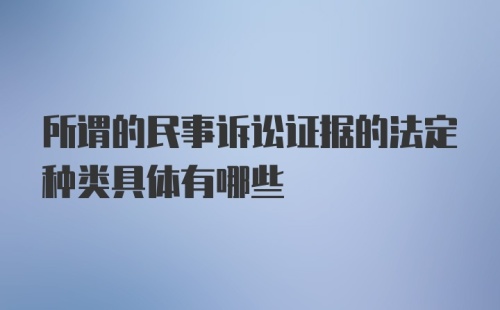 所谓的民事诉讼证据的法定种类具体有哪些