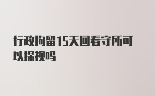 行政拘留15天回看守所可以探视吗