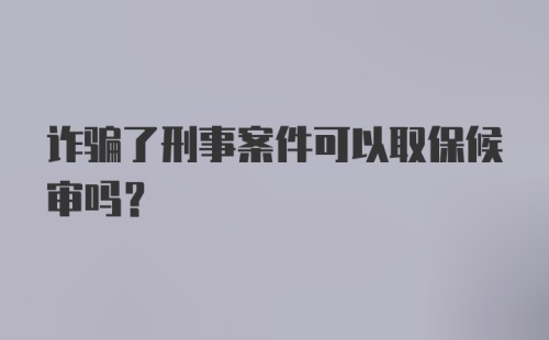 诈骗了刑事案件可以取保候审吗？