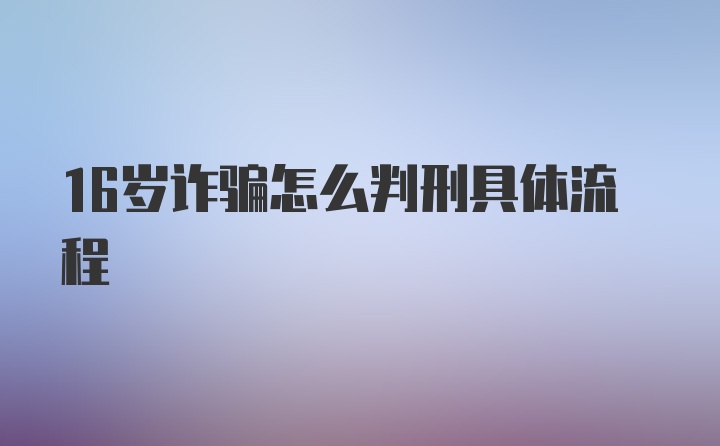 16岁诈骗怎么判刑具体流程