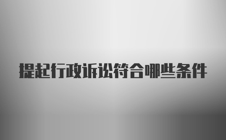 提起行政诉讼符合哪些条件