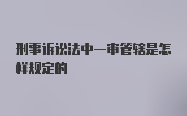 刑事诉讼法中一审管辖是怎样规定的