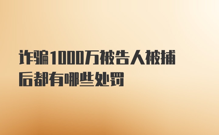 诈骗1000万被告人被捕后都有哪些处罚