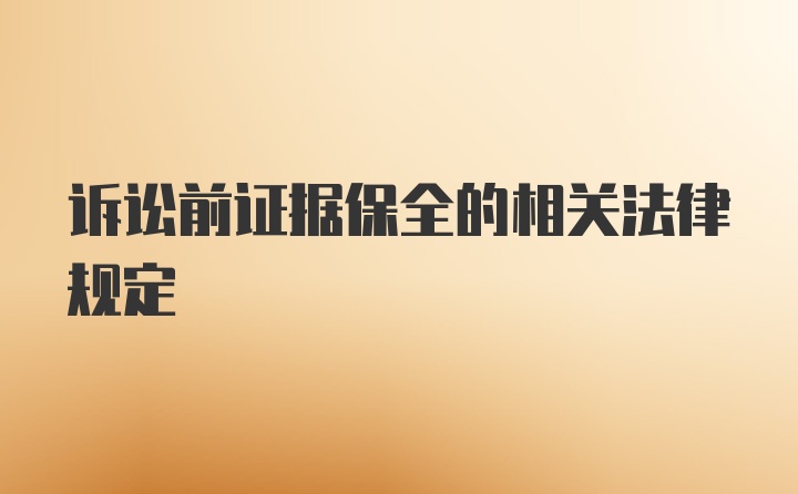 诉讼前证据保全的相关法律规定