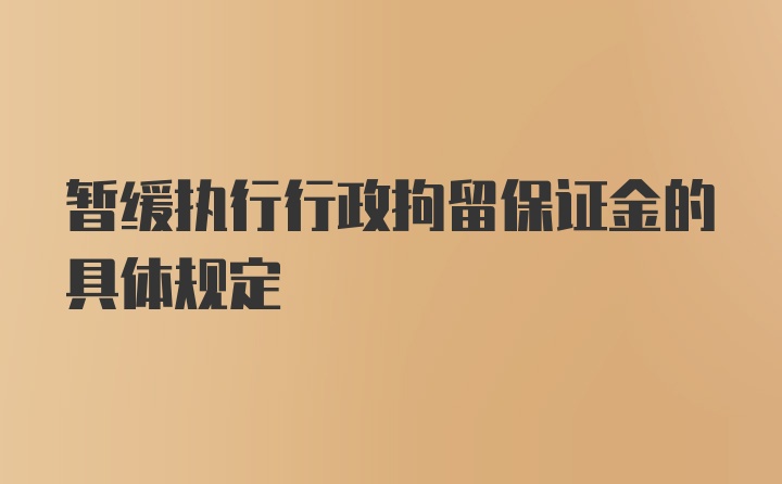 暂缓执行行政拘留保证金的具体规定