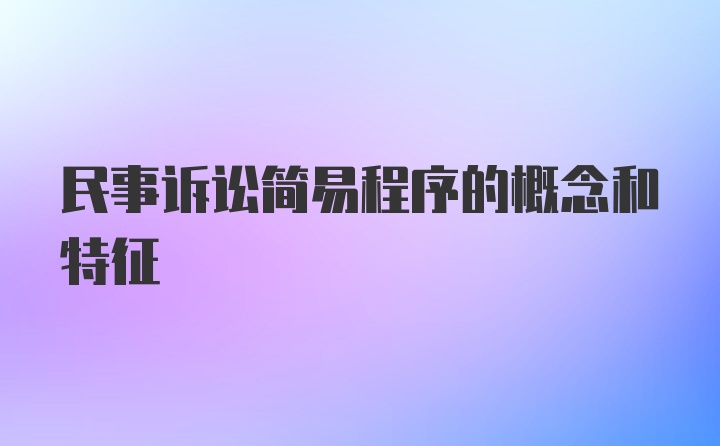 民事诉讼简易程序的概念和特征