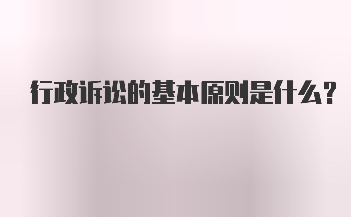 行政诉讼的基本原则是什么?