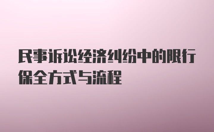 民事诉讼经济纠纷中的限行保全方式与流程