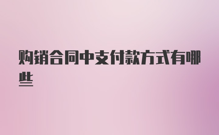 购销合同中支付款方式有哪些