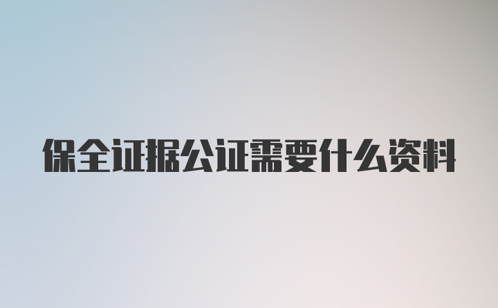 保全证据公证需要什么资料