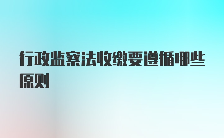 行政监察法收缴要遵循哪些原则