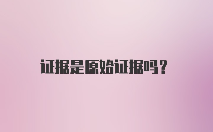 证据是原始证据吗?