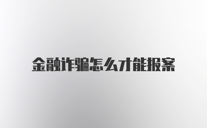 金融诈骗怎么才能报案