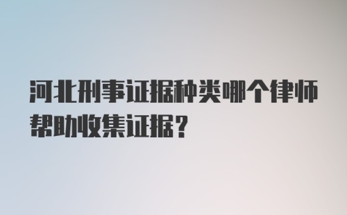 河北刑事证据种类哪个律师帮助收集证据?