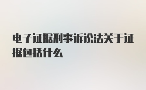 电子证据刑事诉讼法关于证据包括什么