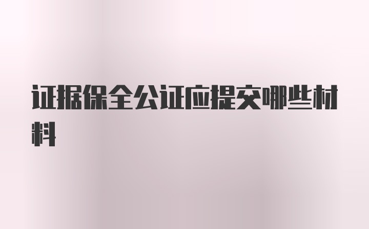 证据保全公证应提交哪些材料