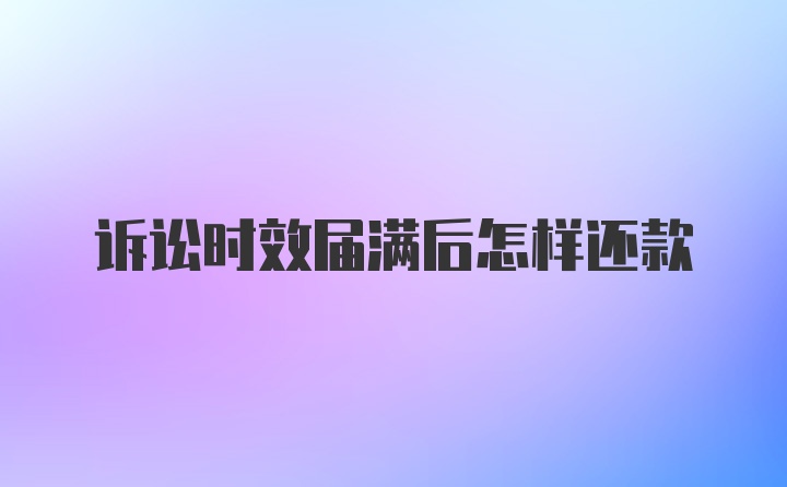 诉讼时效届满后怎样还款