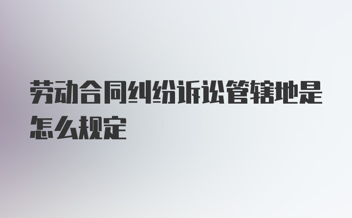 劳动合同纠纷诉讼管辖地是怎么规定