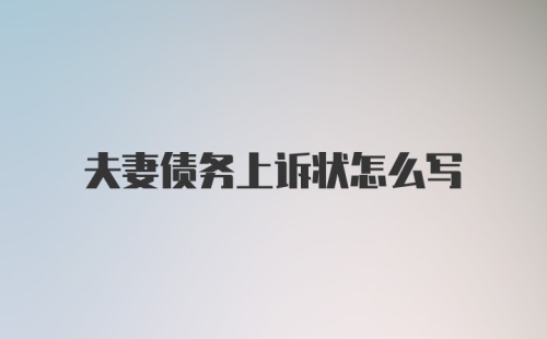 夫妻债务上诉状怎么写