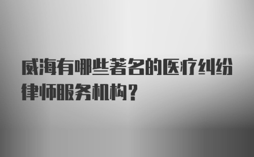 威海有哪些著名的医疗纠纷律师服务机构？