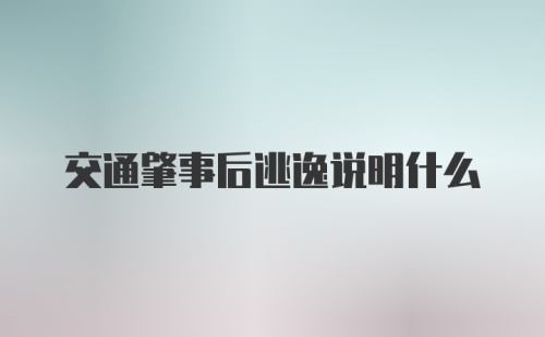 交通肇事后逃逸说明什么