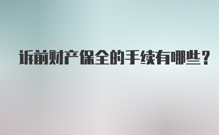 诉前财产保全的手续有哪些？