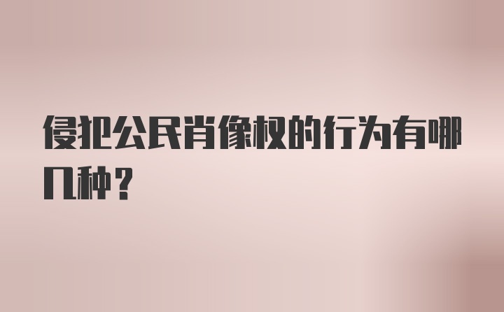 侵犯公民肖像权的行为有哪几种?