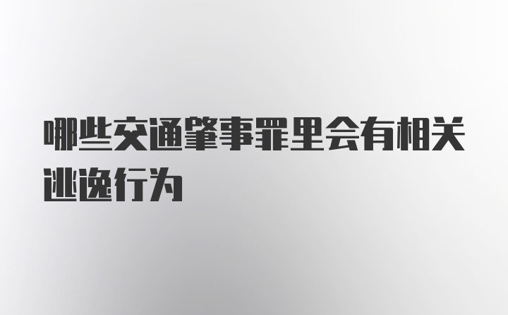 哪些交通肇事罪里会有相关逃逸行为