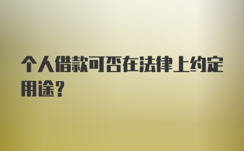 个人借款可否在法律上约定用途？