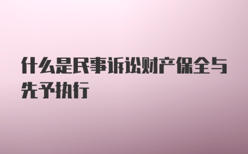 什么是民事诉讼财产保全与先予执行