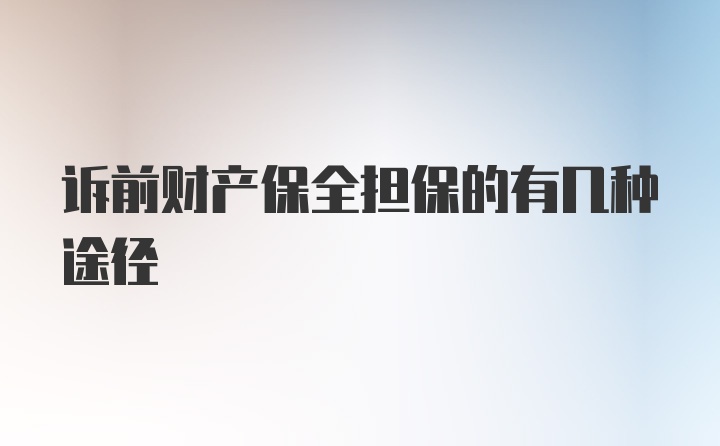 诉前财产保全担保的有几种途径