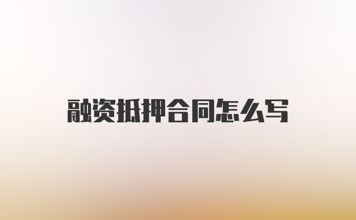 融资抵押合同怎么写