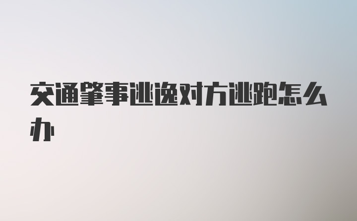 交通肇事逃逸对方逃跑怎么办