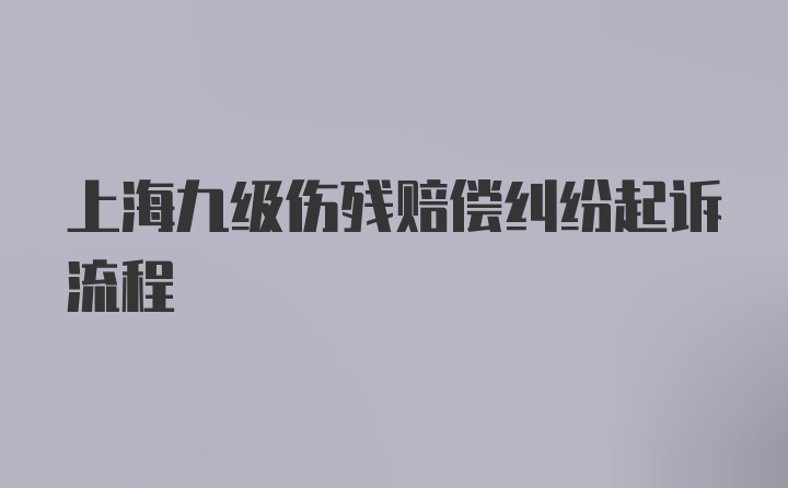 上海九级伤残赔偿纠纷起诉流程