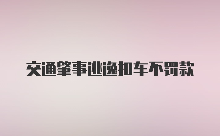 交通肇事逃逸扣车不罚款