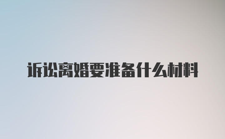 诉讼离婚要准备什么材料