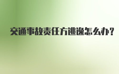 交通事故责任方逃逸怎么办？