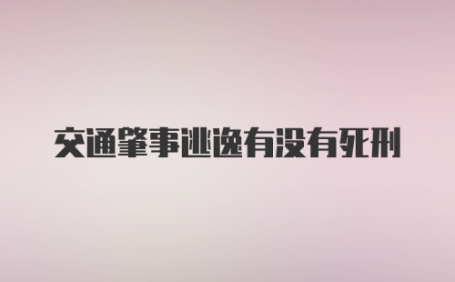 交通肇事逃逸有没有死刑