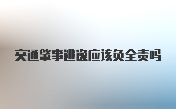 交通肇事逃逸应该负全责吗