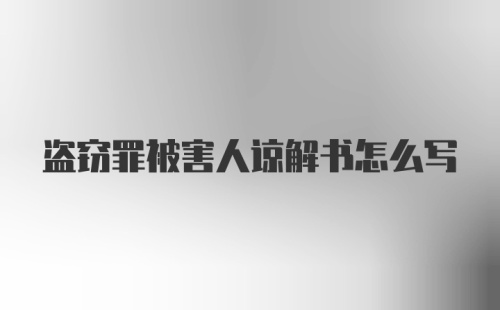 盗窃罪被害人谅解书怎么写