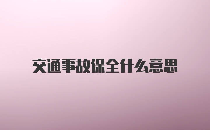 交通事故保全什么意思