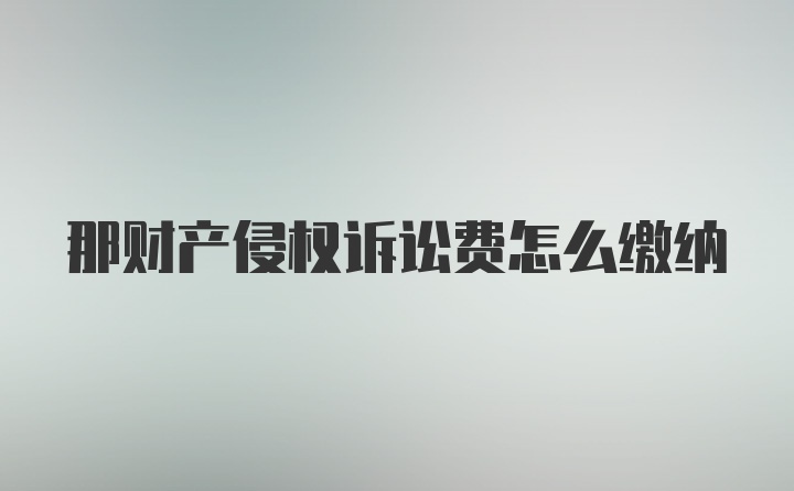 那财产侵权诉讼费怎么缴纳