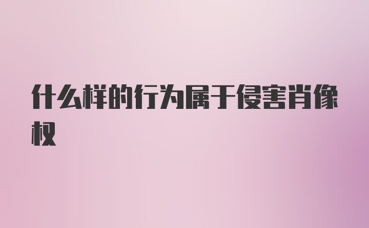 什么样的行为属于侵害肖像权