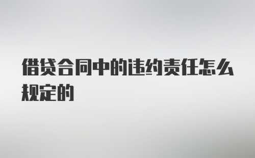 借贷合同中的违约责任怎么规定的