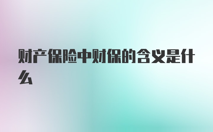 财产保险中财保的含义是什么