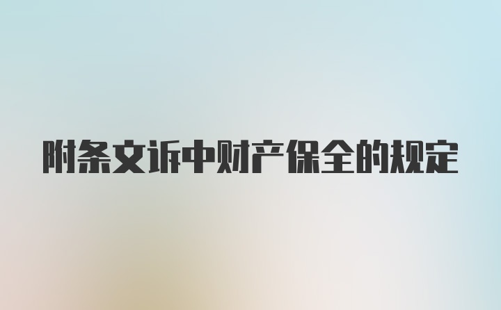 附条文诉中财产保全的规定