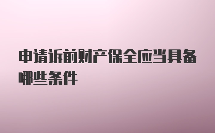 申请诉前财产保全应当具备哪些条件