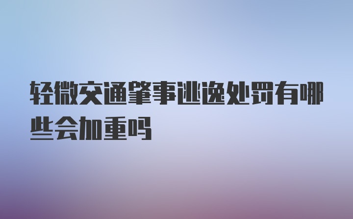 轻微交通肇事逃逸处罚有哪些会加重吗