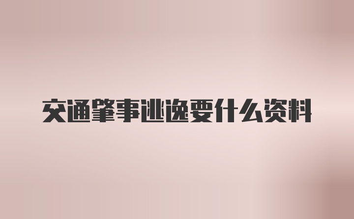 交通肇事逃逸要什么资料