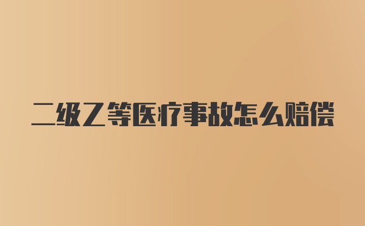 二级乙等医疗事故怎么赔偿